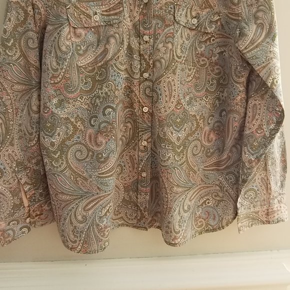 'TALBOTS PETITES' Roll tab Shirt Size LP Paisley EUC - Picture 8 of 9